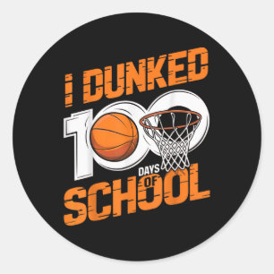 Sticker Rond J'Ai Fait 100 Jours De Basketball Scolaire 100E Jo