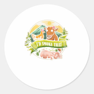 Sticker Rond J'Ai Fumé Ce Grill Barbecue De Poulet De Vache De