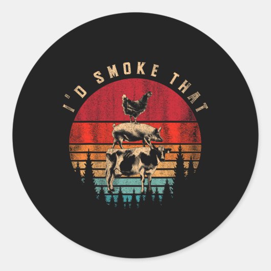 Sticker Rond J'Ai Fumé Drôle Viande Fumée Barbecue Chef (Devant)