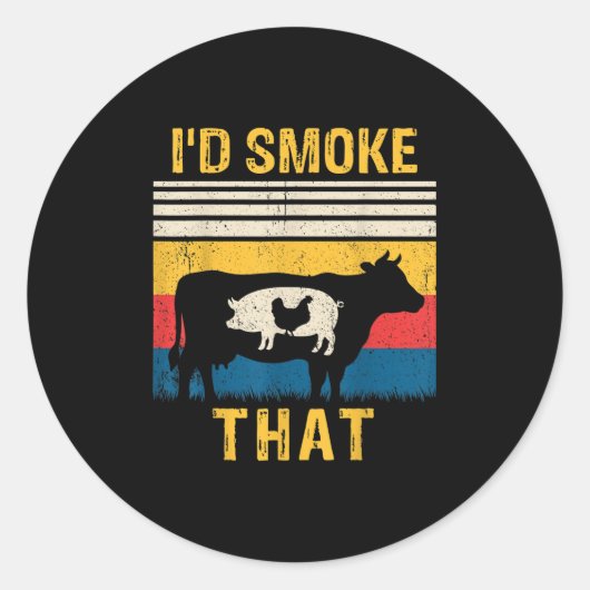 Sticker Rond J'Ai Fumé Que Bbq Barbeque Fumer Grillage C (Devant)