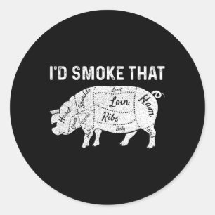 Sticker Rond J'Ai Fumé Que Griller La Viande Barbecue Fumeur Da