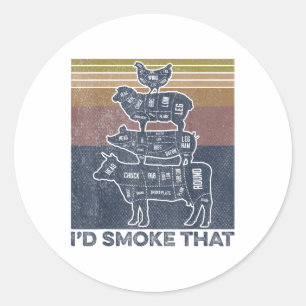 Sticker Rond J'Ai Fumé Que Le Boucher De Poulet De Porc De Boeu