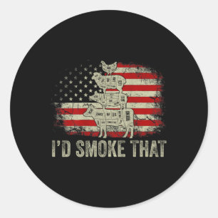 Sticker Rond J'Ai Fumée Que Grillers Chef Pitmaster Camp Extéri