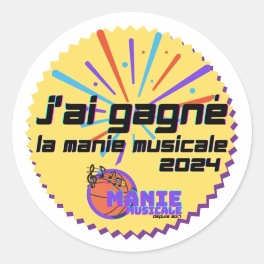 Sticker Rond J'ai gagné 2024 (Devant)