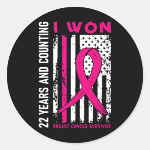 Sticker Rond J'ai gagné le cancer du sein survivant 22 ans Anni