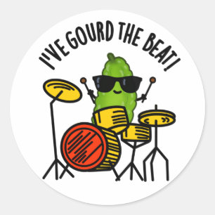 Sticker Rond J'Ai Gourd The Beat Funny Drummer Pun