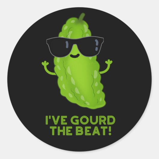 Sticker Rond J'ai Gourd The Beat Funny Veggie Pun Dark BG (Devant)