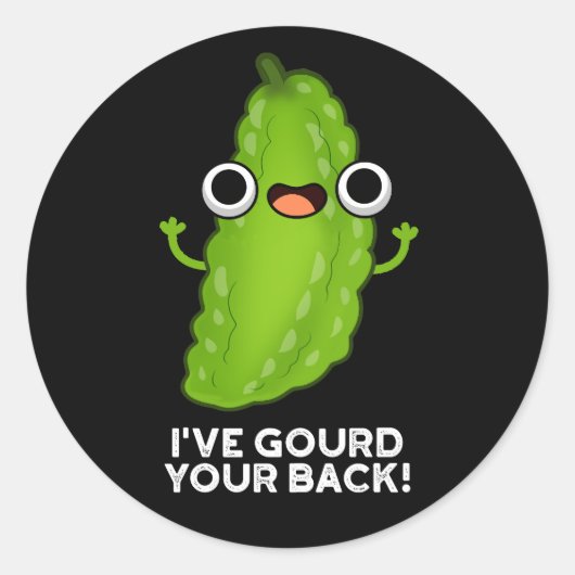 Sticker Rond J'ai Gourd Your Back Funny Veggie Pun Dark BG (Devant)
