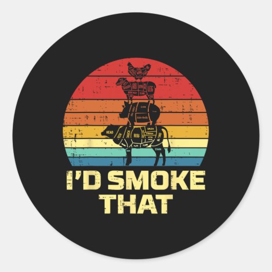 Sticker Rond J'Ai Grillé Que Barbecue Barbecue Retro Louveur De (Devant)