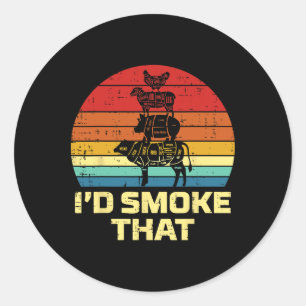 Sticker Rond J'Ai Grillé Que Barbecue Barbecue Retro Louveur De