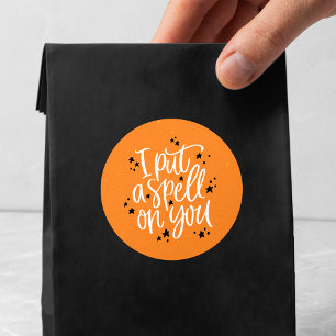 Sticker Rond J'ai Jeté Un Sort Sur Vous Orange & Noir Halloween