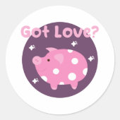 Sticker Rond J'ai l'amour Kawaii mignon porc rose (Devant)