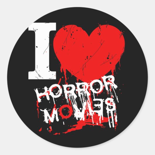 STICKER ROND J'AI LE COEUR DES FILMS HORREURS (Devant)