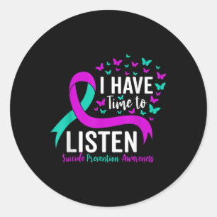 Sticker Rond J'Ai Le Temps D'Écouter Le Suicide En Santé Mental