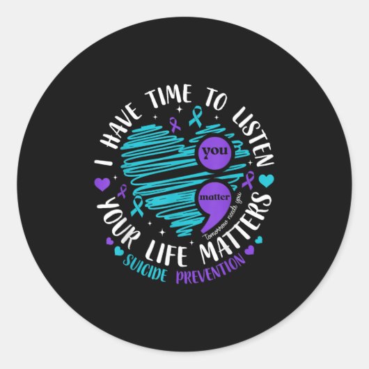 Sticker Rond J'Ai Le Temps D'Écouter Sem Prévention Du Suicide  (Devant)
