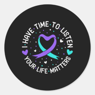 Sticker Rond J'Ai Le Temps D'Écouter Sensibilisation Au Suicide