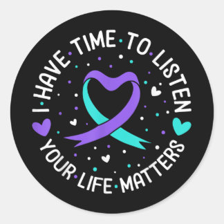 Sticker Rond J'Ai Le Temps D'Écouter Sensibilisation Au Suicide