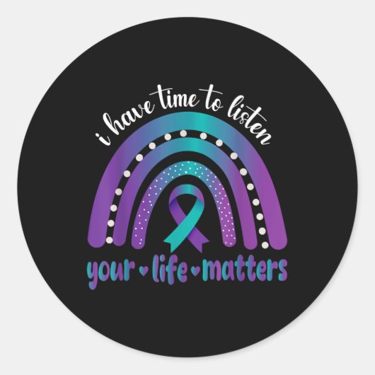 Sticker Rond J'Ai Le Temps D'Écouter Sensibilisation Au Suicide (Devant)