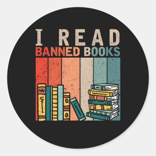 Sticker Rond J'Ai Lu Banned Books Reader Bookworm (Devant)