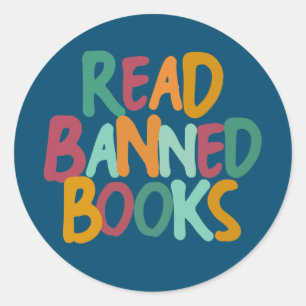 Sticker Rond J'Ai Lu Les Livres Interdits Lecture Bookworm