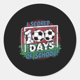 Sticker Rond J'ai marqué 100 jours d'école joueur de football p