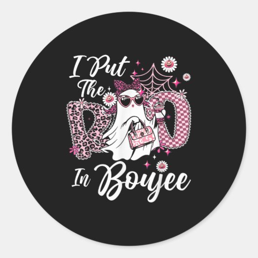 Sticker Rond J'Ai Mis Le Boo À Boujee Ghost Funny Nk Leopard Ha (Devant)