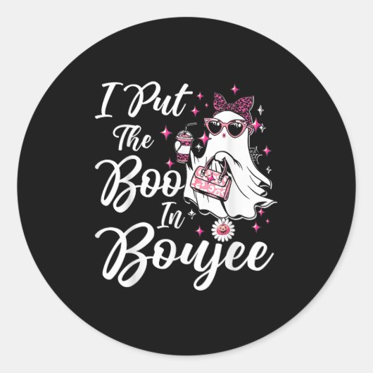 Sticker Rond J'Ai Mis Le Boo À Boujee Ghost Funny Nk Leopard Ha (Devant)