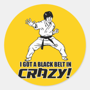 Sticker Rond J'ai obtenu une ceinture noire dans fou