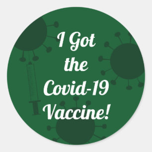 Sticker Rond J'ai reçu le vaccin Covid-19 Dark Green