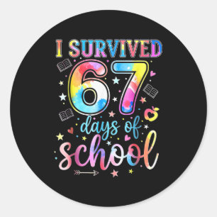 Sticker Rond J'ai survécu 67 jours d'école drôle 67 mème profes