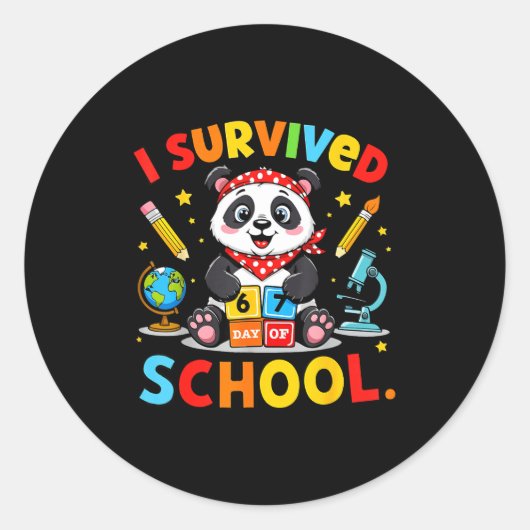 Sticker Rond J'ai survécu 67 Jours D'école Drôle Mème Professeu (Devant)