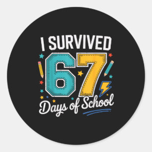 Sticker Rond J'ai survécu 67 jours d'école enseignants élèves s
