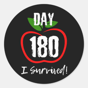 Sticker Rond J'Ai Survécu À 180 Jours - Jolie Dernière Journée