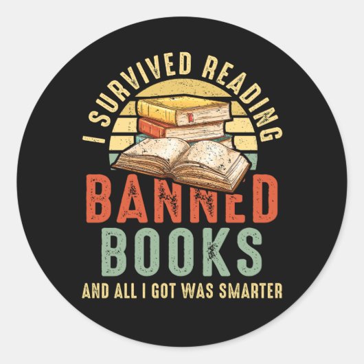 Sticker Rond J'Ai Survécu À La Lecture Interdite Livres Livre L (Devant)