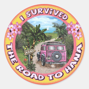 Sticker Rond J'ai survécu à la route à Hana