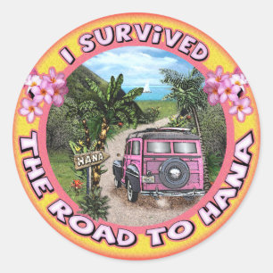 Sticker Rond J'ai survécu à la route de Hana