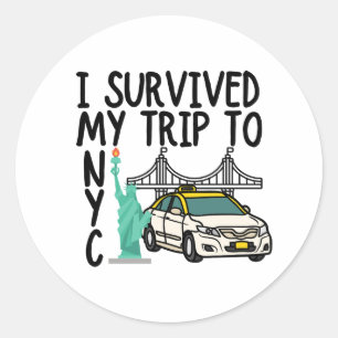 Sticker Rond J'ai survécu à mon voyage à New York