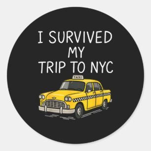 Sticker Rond J'ai survécu à mon voyage à Nyc Drôle Taxi New Yor