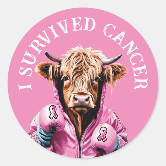 Sticker Rond J'ai survécu au cancer du sein (Devant)