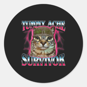 Sticker Rond J'ai survécu au mal de ventre drôle d'aujourd'hui