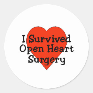 Sticker Rond J'ai survécu Chirurgie Coeur Ouvert Classique Stic