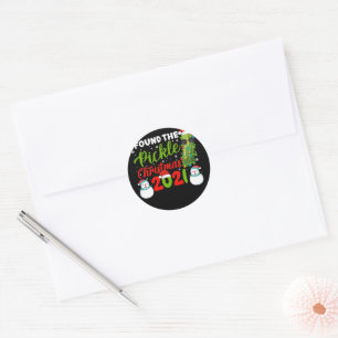 Sticker Rond J'Ai Trouvé Le Pickle Christmas 2021 Père Noël Pic