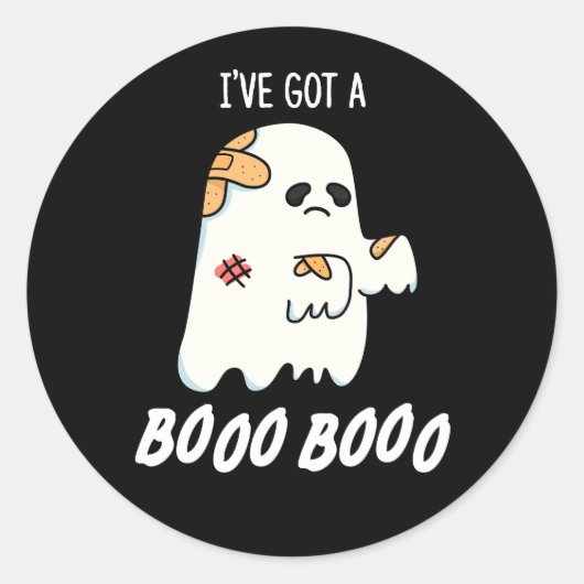 Sticker Rond J'ai un Boo Boo Drôle Ghost Pun Dark BG (Devant)