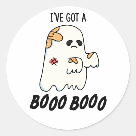 Sticker Rond J'ai un Boo Boo Drôle jeu Halloween Pun (Devant)