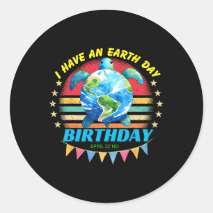 Sticker Rond J'Ai Un Jour des terres Anniversaire Tortue De Mer