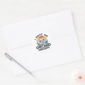 Sticker Rond J'ai une dépendance aux orchidées (Enveloppe)