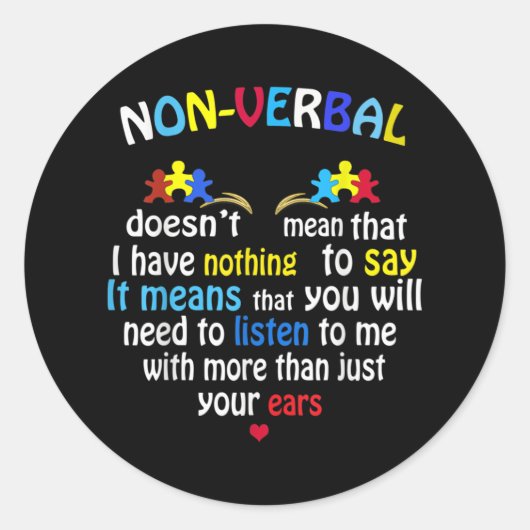 Sticker Rond J'Ai Une Pièce De Puzzle De Sensibilisation sur l' (Devant)