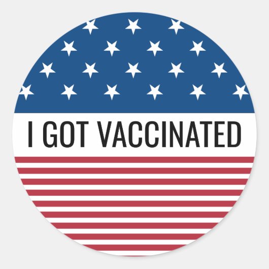 STICKER ROND J'AI VACCINÉ LE DRAPEAU DES USA (Devant)