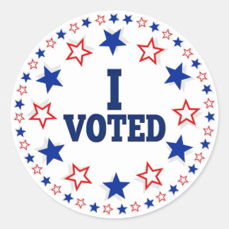 Sticker Rond J'Ai Voté American Stars Red White Blue Election