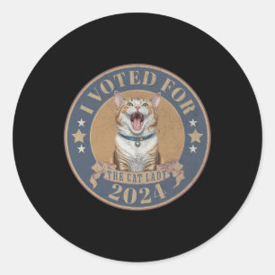 Sticker Rond J'Ai Voté Pour Son Kamala Harris La Chat Lady Funn